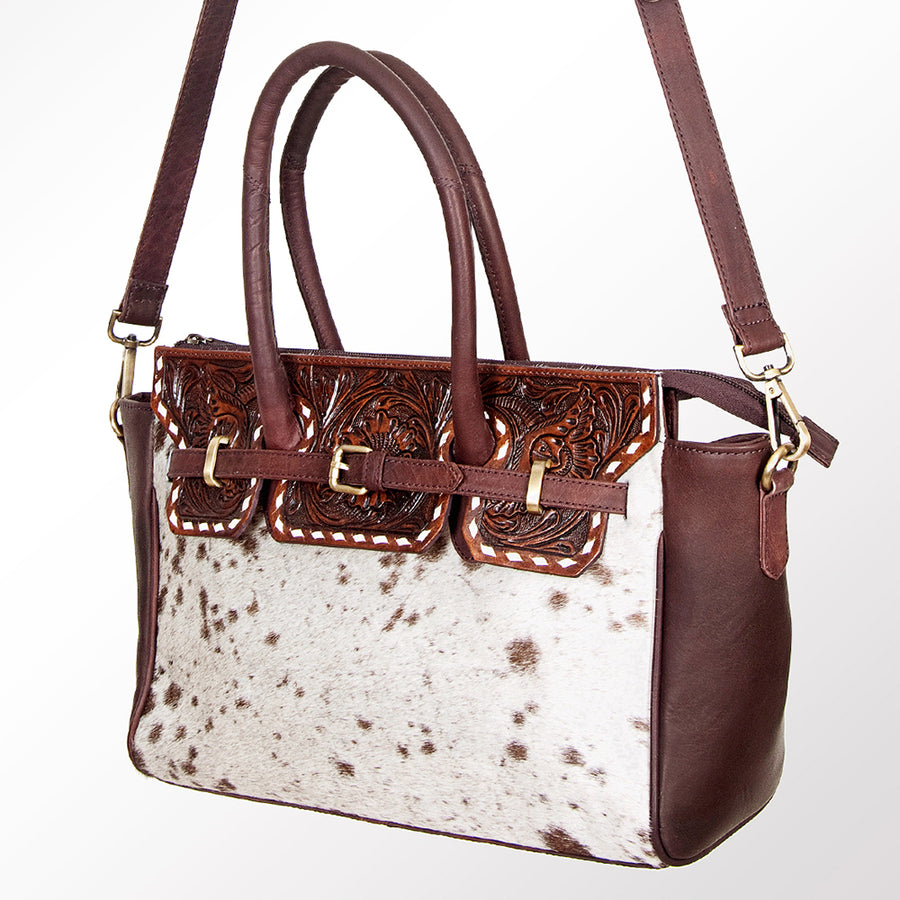 American Darling Tote Hand Tooled Hair on Genuine Leather Western Women Bag Handbag Purse | Travel Bags College Casual