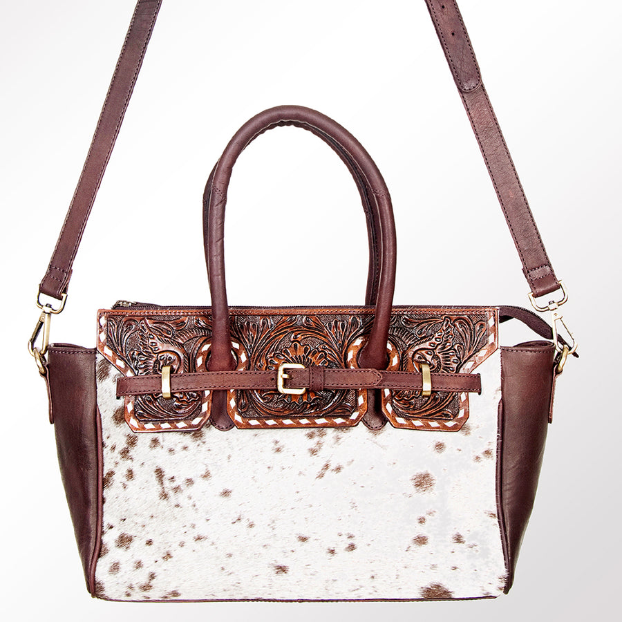 American Darling Tote Hand Tooled Hair on Genuine Leather Western Women Bag Handbag Purse | Travel Bags College Casual