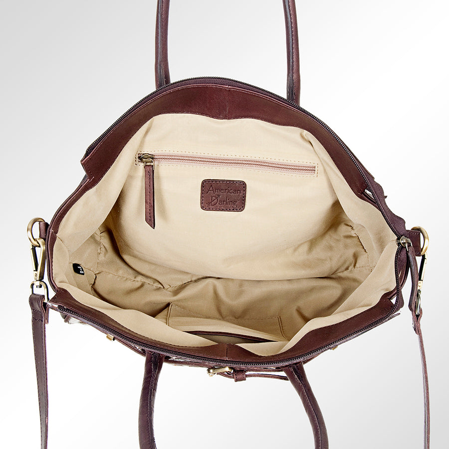 American Darling Tote Hand Tooled Hair on Genuine Leather Western Women Bag Handbag Purse | Travel Bags College Casual