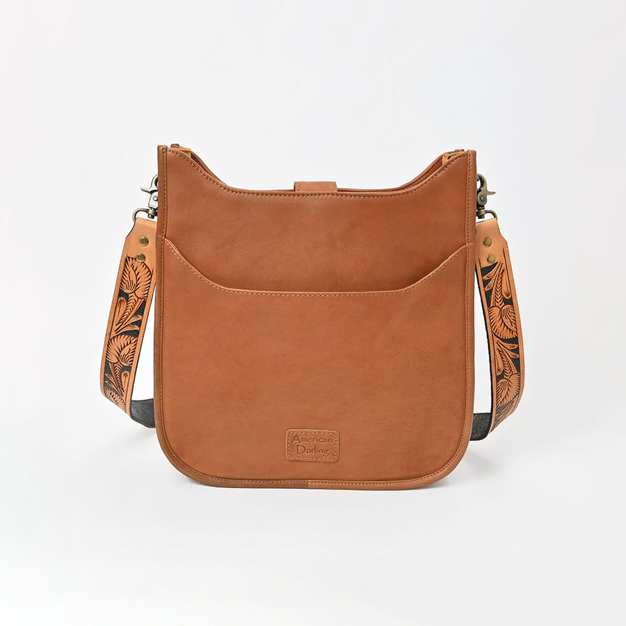 Showground Rodeo Genuine Leather Embroidered Crossbody Bag Hand-Tooled Floral Strap Purse | Houston Livestock Show and Rodeo