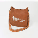 Showground Rodeo Genuine Leather White Embroidered Crossbody Bag Hand-Tooled Floral Strap | Houston Livestock Show and Rodeo
