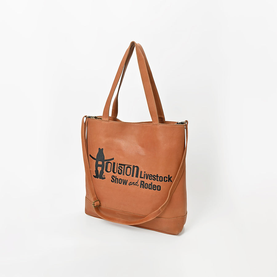 Everyday Rodeo Genuine Leather Black Embroidered Tote Bag | Houston Livestock Show and Rodeo - Uhorse