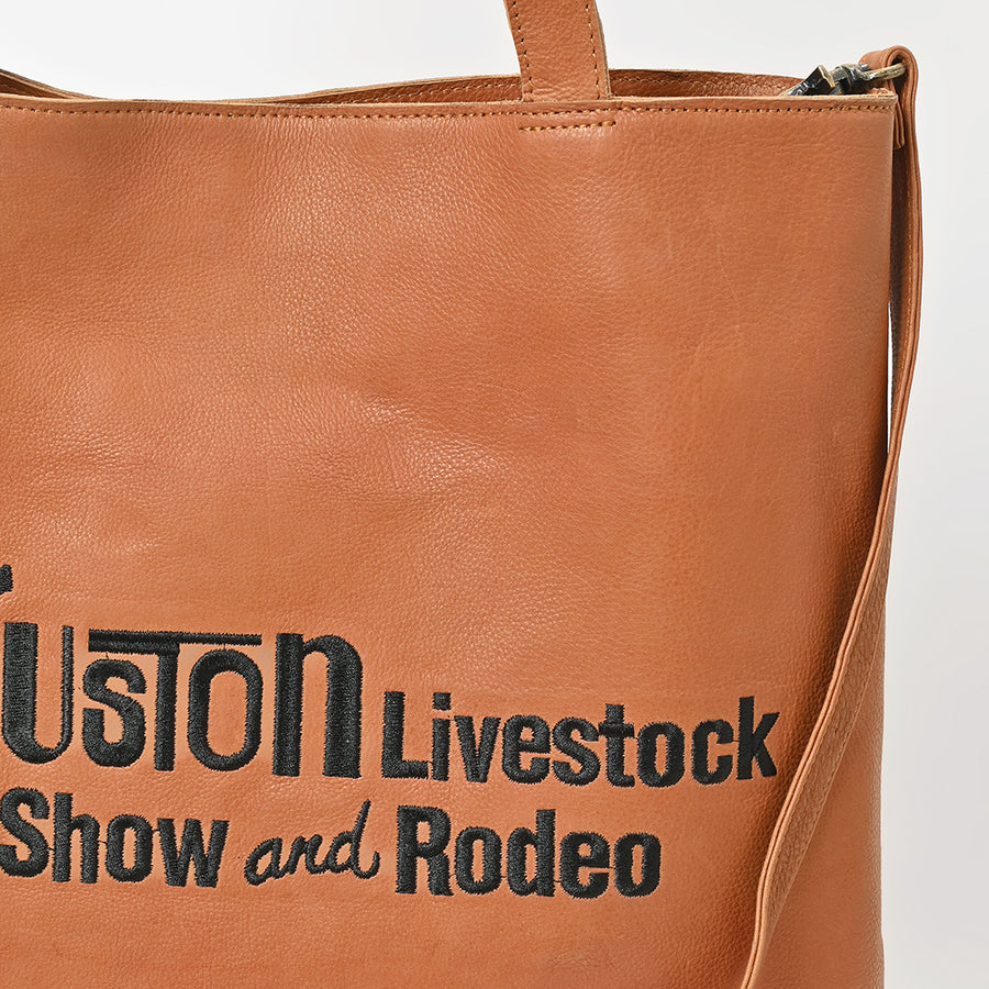 Everyday Rodeo Genuine Leather Black Embroidered Tote Bag | Houston Livestock Show and Rodeo