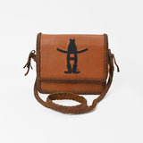 Frontier Rodeo Genuine Leather  Black Embroidered Crossbody Bag | Houston Livestock Show and Rodeo