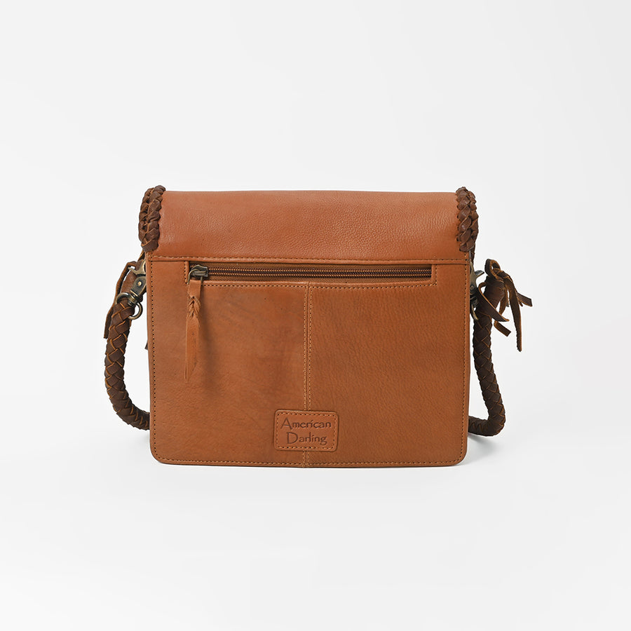 Frontier Rodeo Genuine Leather  Black Embroidered Crossbody Bag | Houston Livestock Show and Rodeo
