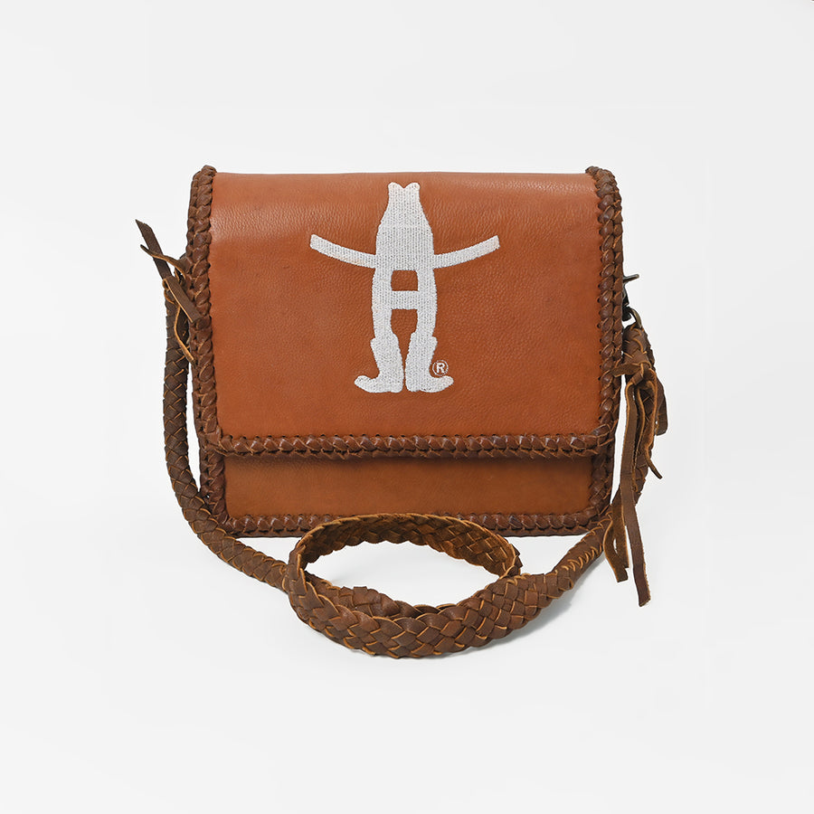 Frontier Rodeo Genuine Leather White Embroidered Crossbody Bag | Houston Livestock Show and Rodeo