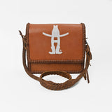 Frontier Rodeo Genuine Leather White Embroidered Crossbody Bag | Houston Livestock Show and Rodeo