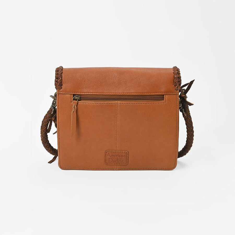 Frontier Rodeo Genuine Leather White Embroidered Crossbody Bag | Houston Livestock Show and Rodeo