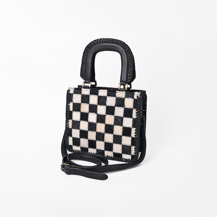 American Darling Women’s Black & White Hair-on Leather Handbag