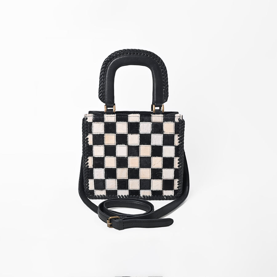 American Darling Women’s Black & White Hair-on Leather Handbag