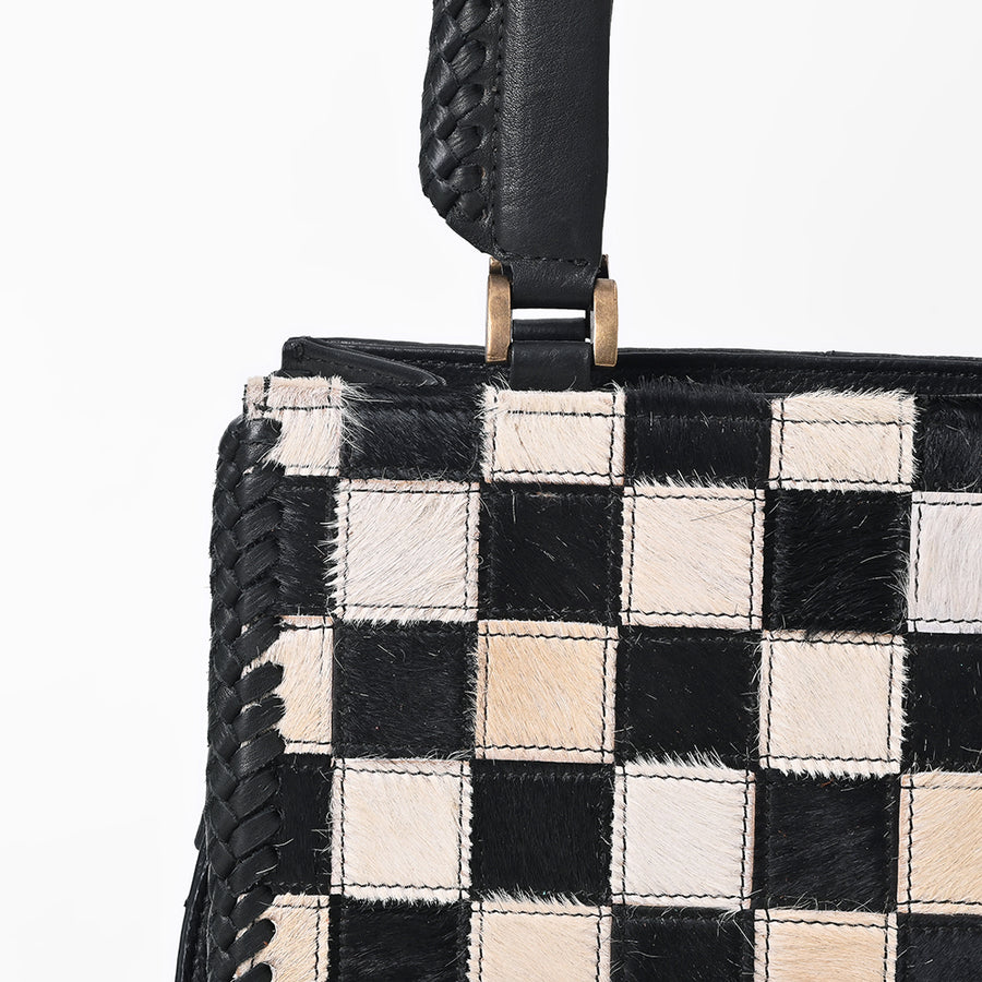 American Darling Women’s Black & White Hair-on Leather Handbag