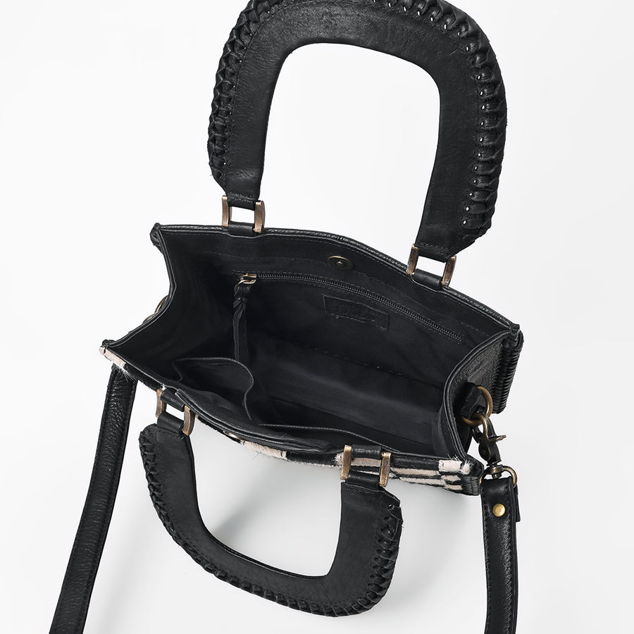American Darling Women’s Black & White Hair-on Leather Handbag
