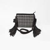 American Darling Genuine Leather Fringe Crossbody Bag w/ Geometric Black
