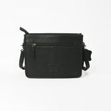 American Darling Genuine Leather Fringe Crossbody Bag w/ Geometric Black