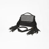 American Darling Leather Fringe Crossbody Bag with Geometric Cutout Flap