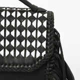 American Darling Leather Fringe Crossbody Bag with Geometric Cutout Flap
