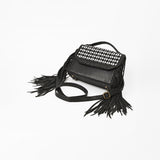 American Darling Leather Fringe Crossbody Bag with Geometric Cutout Flap