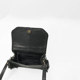 American Darling Leather Fringe Crossbody Bag with Geometric Cutout Flap