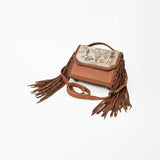 American Darling Brown Leather Fringe Crossbody Bag w/ Hair-On Hide Flap