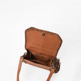 American Darling Brown Leather Fringe Crossbody Bag w/ Hair-On Hide Flap
