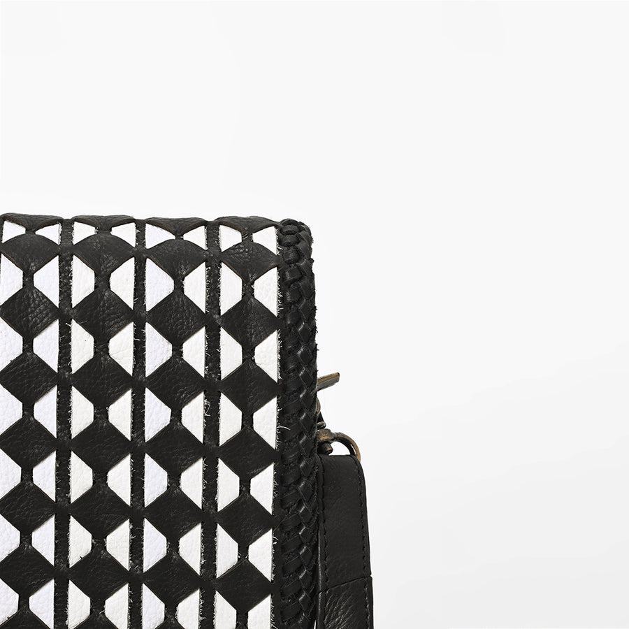 American Darling Genuine Leather Crossbody Bag with Geometric Pattern