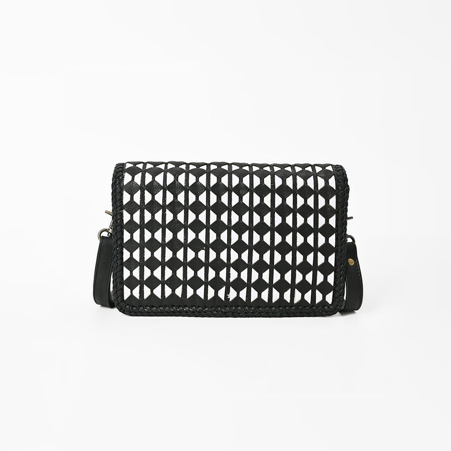 American Darling Genuine Leather Crossbody Bag with Geometric Pattern
