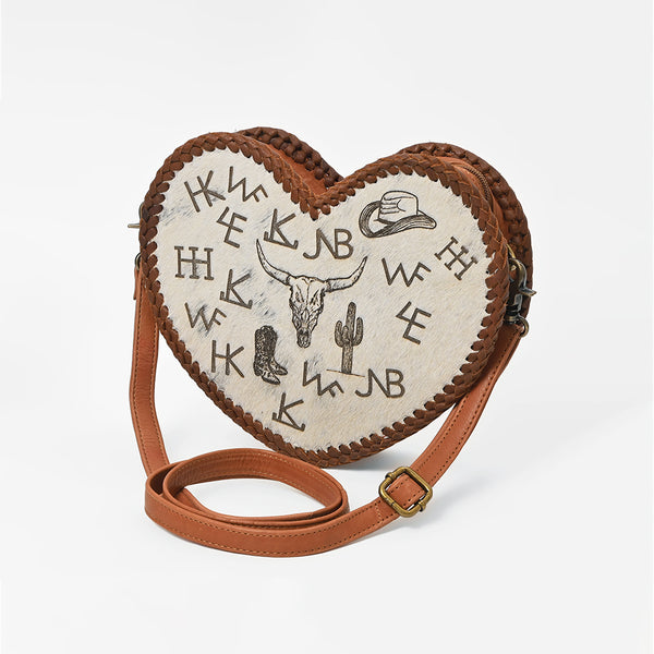 American Darling Heart‑Shaped Handbag – Western Motif with Bull Skull