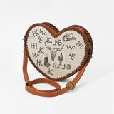 American Darling Heart‑Shaped Handbag – Western Motif with Bull Skull