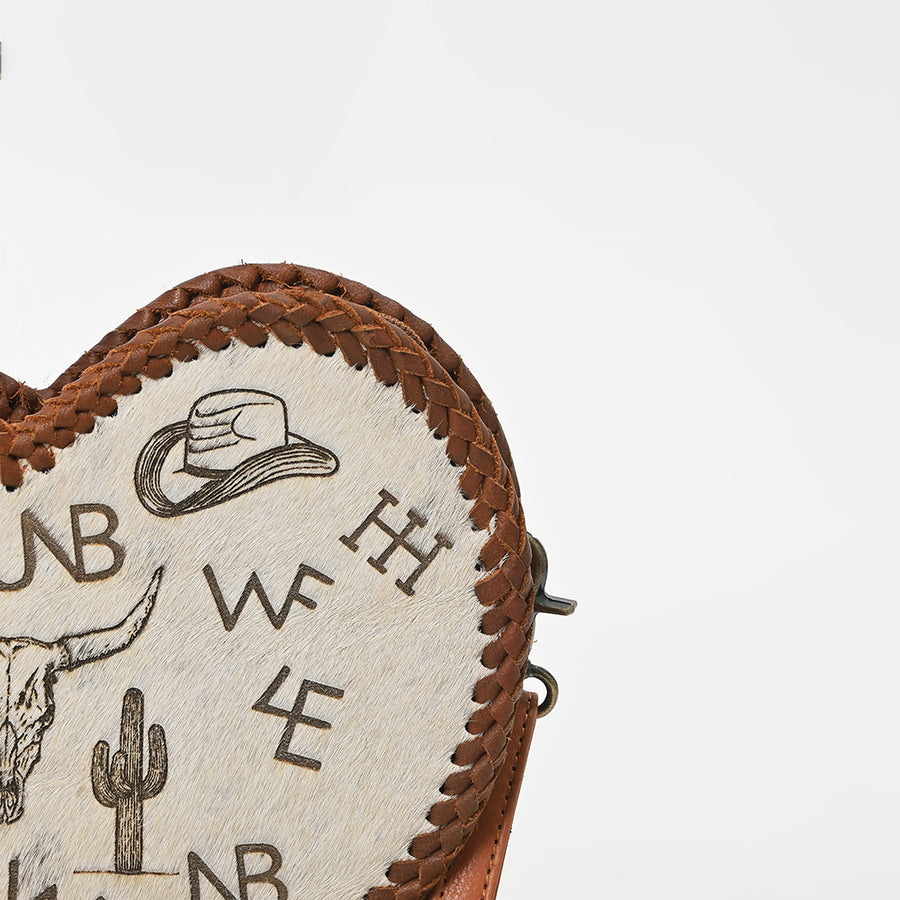 American Darling Heart‑Shaped Handbag – Western Motif with Bull Skull