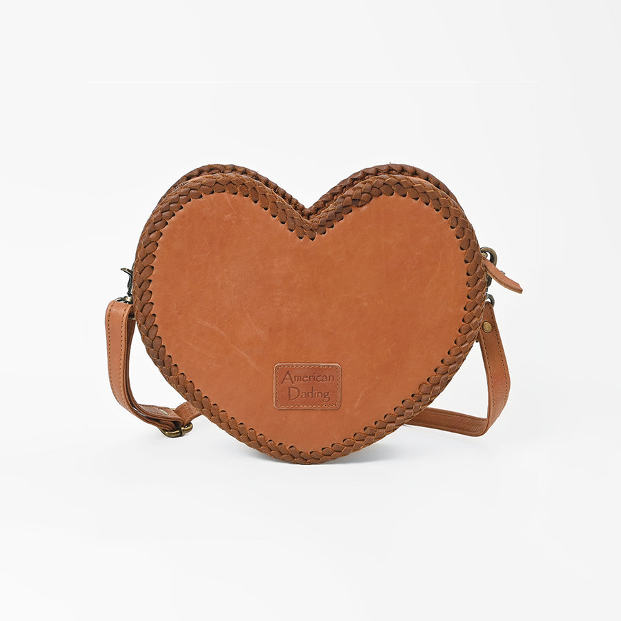 American Darling Heart‑Shaped Handbag – Western Motif with Bull Skull