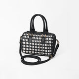 American Darling Women’s Black & White Leather Woven Handbag