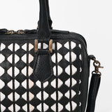 American Darling Women’s Black & White Leather Woven Handbag