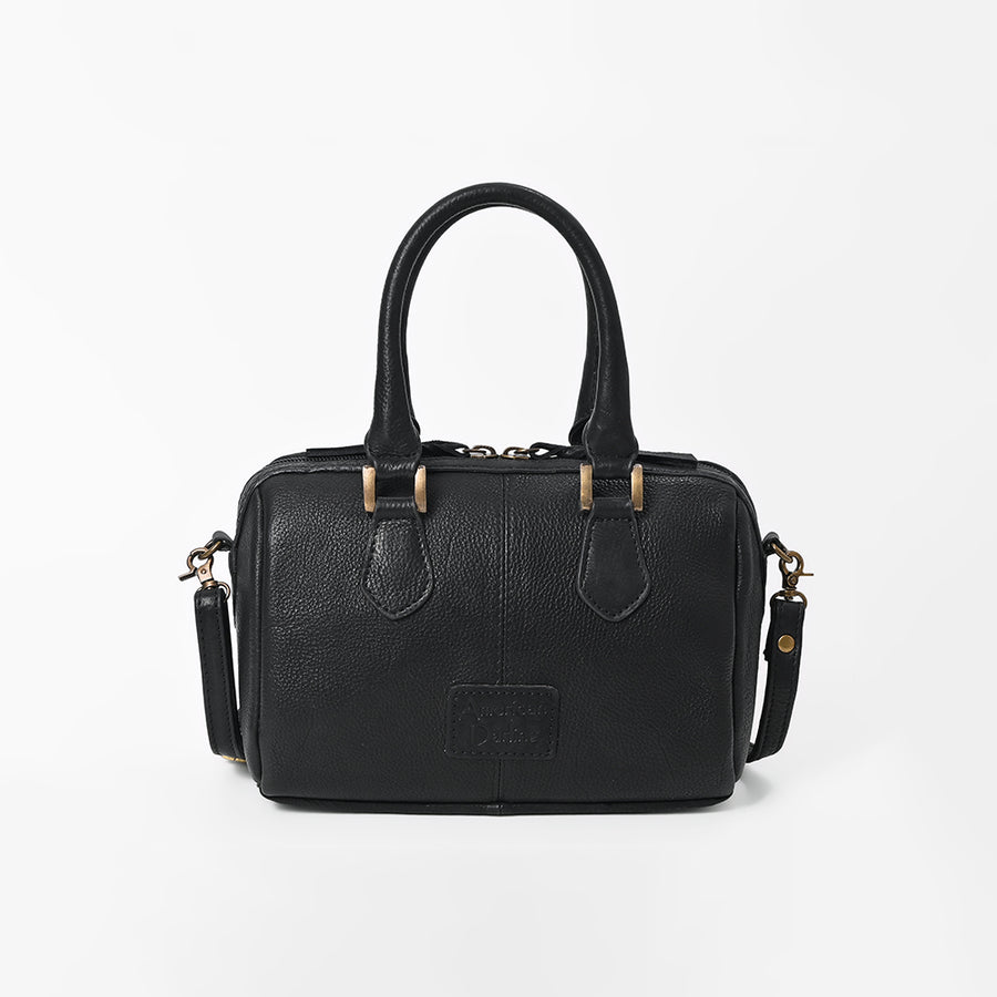 American Darling Women’s Black & White Leather Woven Handbag