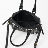 American Darling Women’s Black & White Leather Woven Handbag