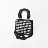 American Darling Women’s Black & White Leather Woven Handbag