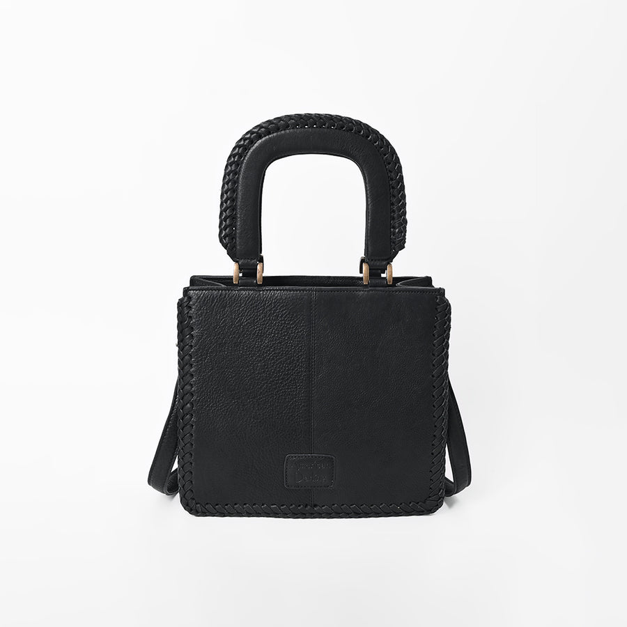 American Darling Women’s Black & White Leather Woven Handbag