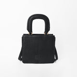 American Darling Women’s Black & White Leather Woven Handbag