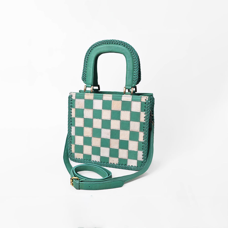 American Darling Women’s Green & White Hair-on Leather Handbag
