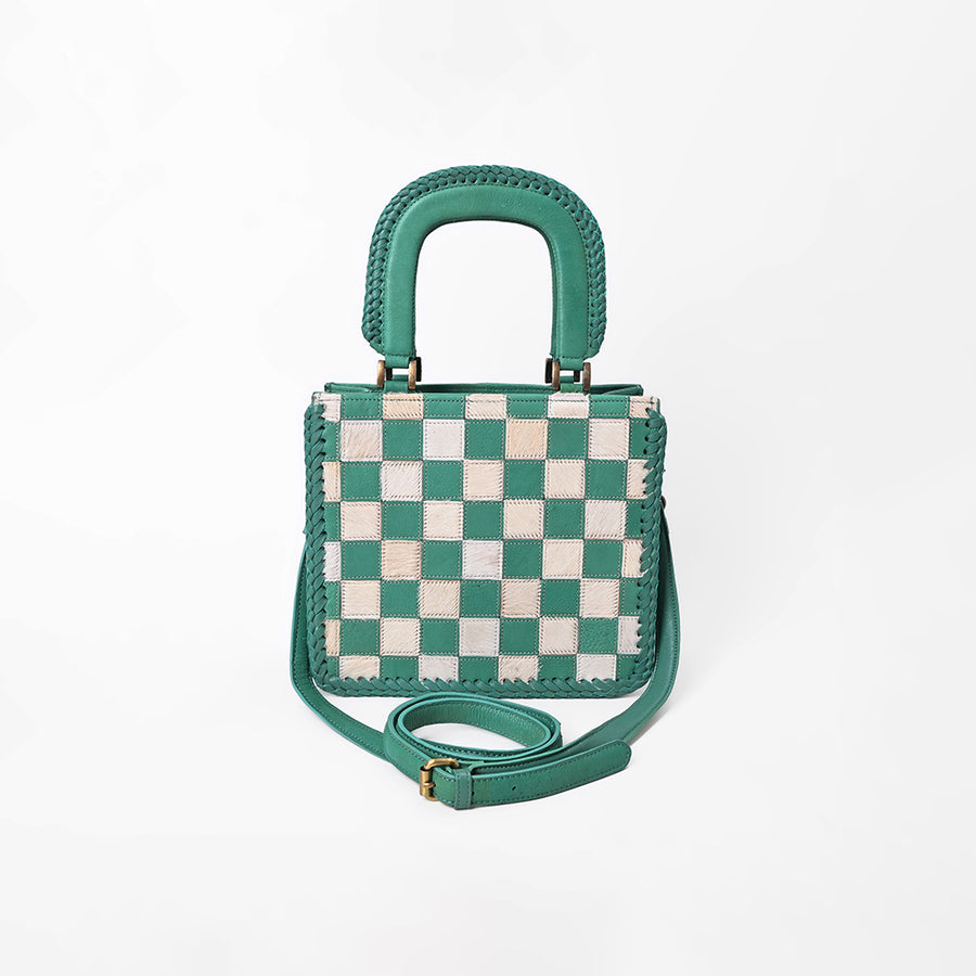 American Darling Women’s Green & White Hair-on Leather Handbag