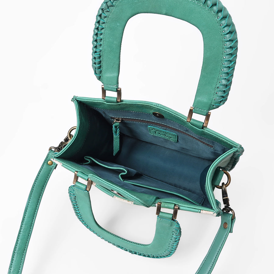 American Darling Women’s Green & White Hair-on Leather Handbag