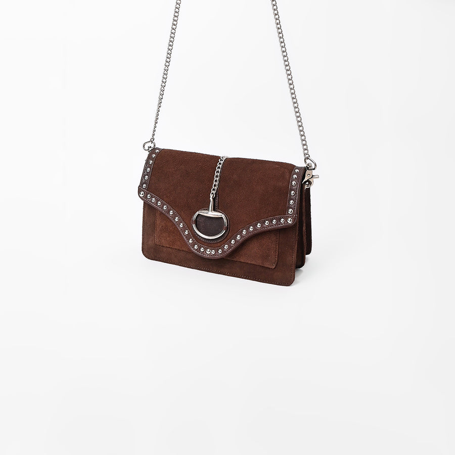 American Darling Western Brown Suede Crossbody Bag w/ Rhinestone