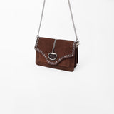 American Darling Western Brown Suede Crossbody Bag w/ Rhinestone