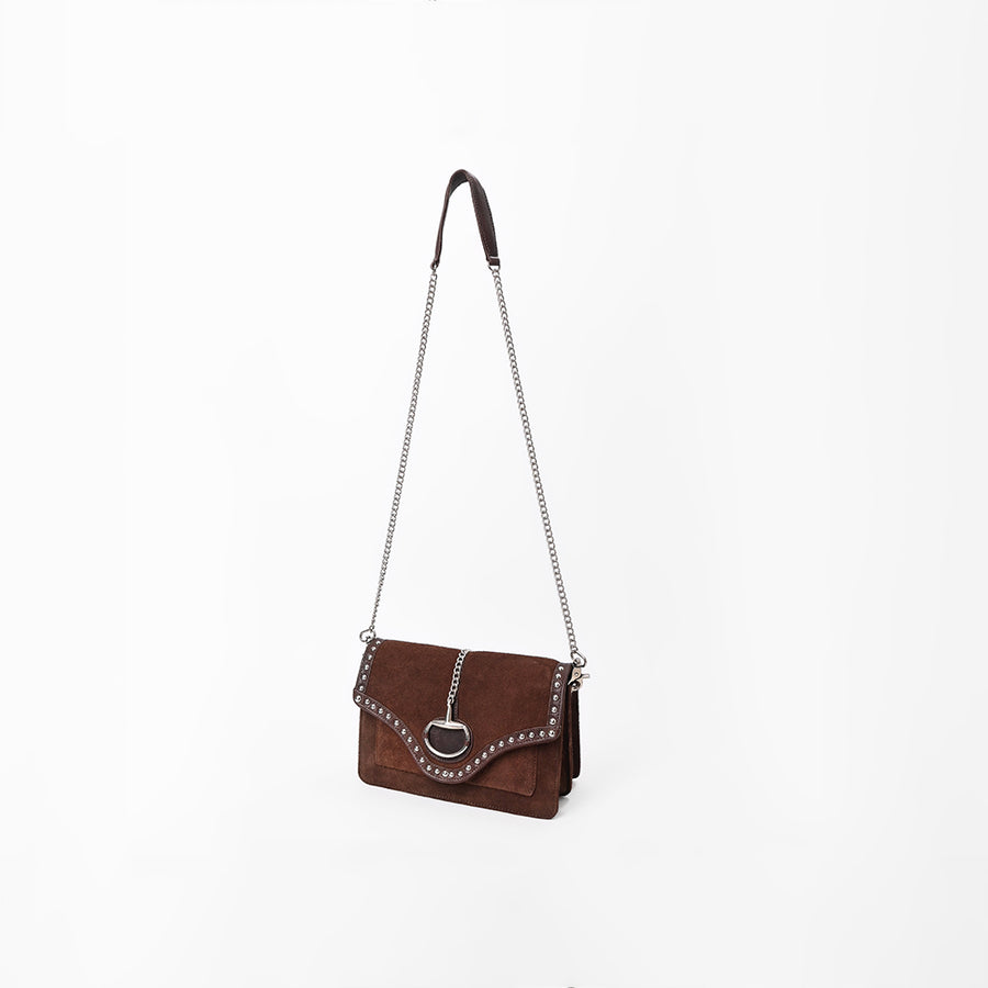 American Darling Western Brown Suede Crossbody Bag w/ Rhinestone