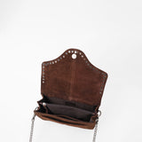 American Darling Western Brown Suede Crossbody Bag w/ Rhinestone