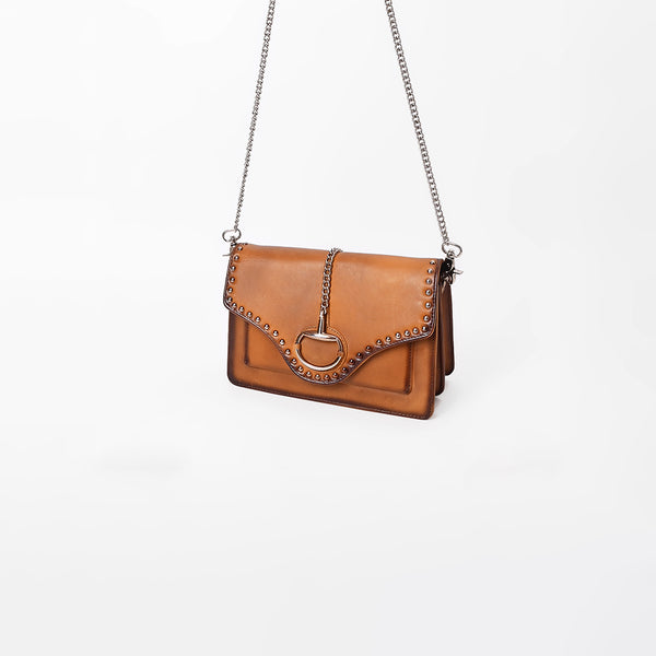 American Darling Western Brown Full grain Crossbody Bag w/ Rhinestone