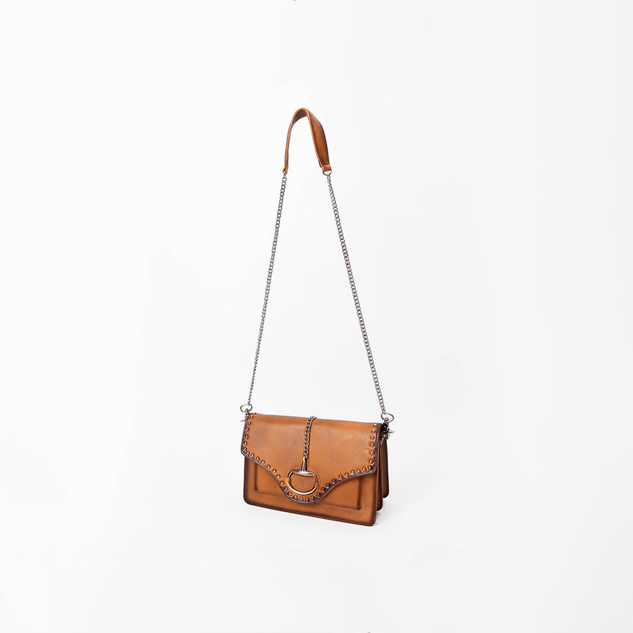 American Darling Western Brown Full grain Crossbody Bag w/ Rhinestone