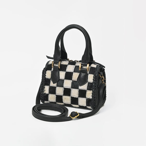 American Darling Hair-On Cowhide Leather Satchel Handbag for Women