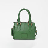 American Darling Hair-On Cowhide Leather Satchel Handbag for Women-Green Ivory Checkerboard Crossbody Purse