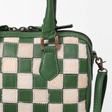 American Darling Green & Ivory Checkered Leather Speedy Handbag