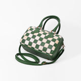 American Darling Green & Ivory Checkered Leather Speedy Handbag